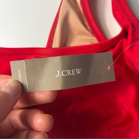 J. Crew Red Bikini Top Swimwear scoopneck - Picture 4 of 6